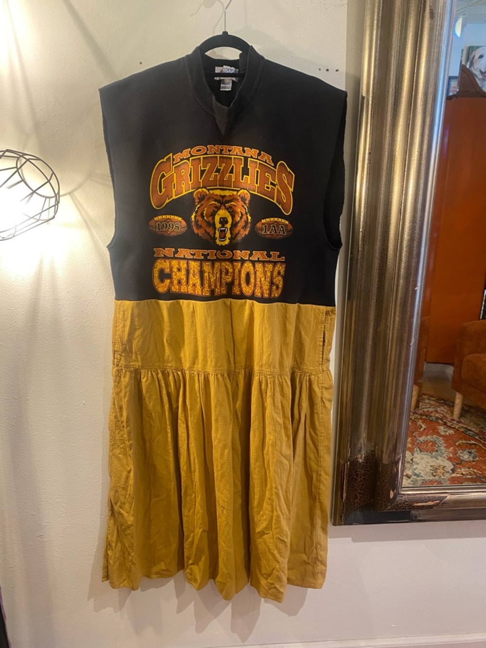 OOAK Upcycled Montana Grizzlies Sleeveless Sweatshirt dress has Pockets!!